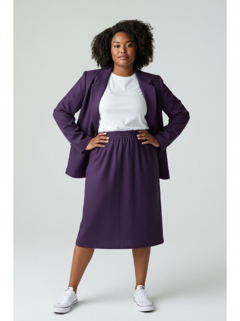 Alfred Dunner Womens Purple Blazer & Skirt Set Made In USA